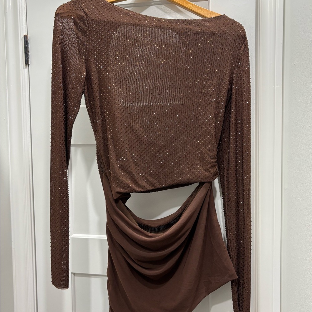 Peppermayo - Catch The Night Sequin Mini Dress (Chocolate)